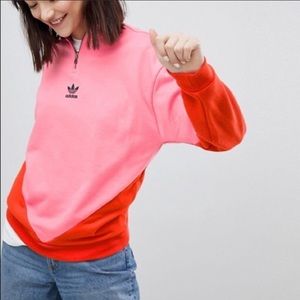 Adidas XS Womens Pink Orange Pullover Sweatshirt